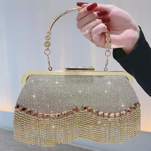 PU Leather Easy Matching Clutch Bag with rhinestone gold PC