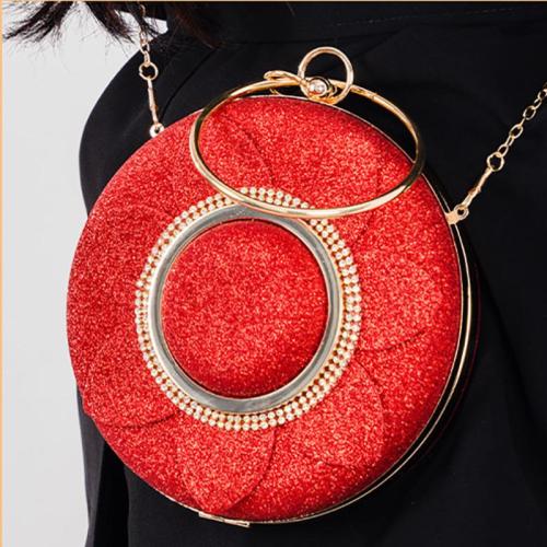 Synthetic Leather & Polyester Easy Matching Handbag with rhinestone red PC