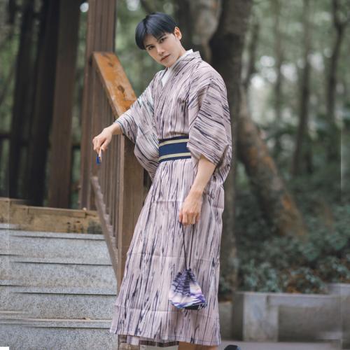Polyester Mannen Kimono Afgedrukt Striped stuk
