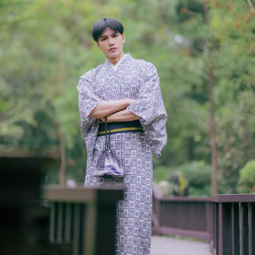 Polyester Men Kimono loose gray PC