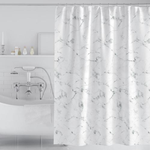 Polyester Duschvorhang, Marmorierung, weiß und schwarz,  Stück