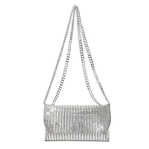 PVC & PU Leather Easy Matching Clutch Bag with rhinestone silver PC