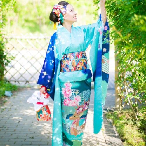 Polyester Sexy Kimono, Kimono Kostüme & Gürtel, Gedruckt, Floral, Blau,  Stück