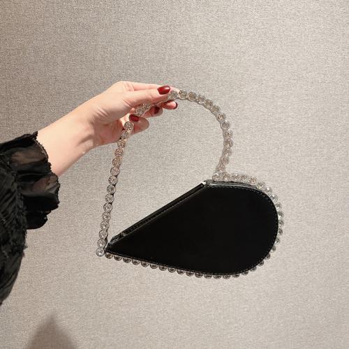 PU Leather Easy Matching Clutch Bag hollow & with rhinestone heart pattern PC