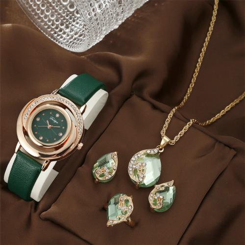 Verre & Acier inoxydable & PU Cuir & Alliage de zinc Ensemble de bijoux Plaqué plus de couleurs pour le choix Ensemble