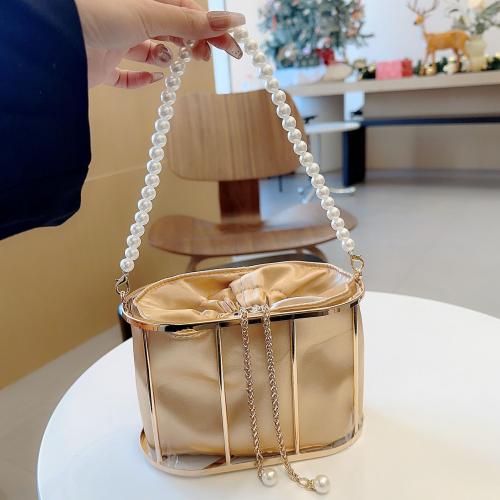 Satin Easy Matching & Bucket Bag Clutch Bag,  Plastic Pearl, more colors for choice,  PC