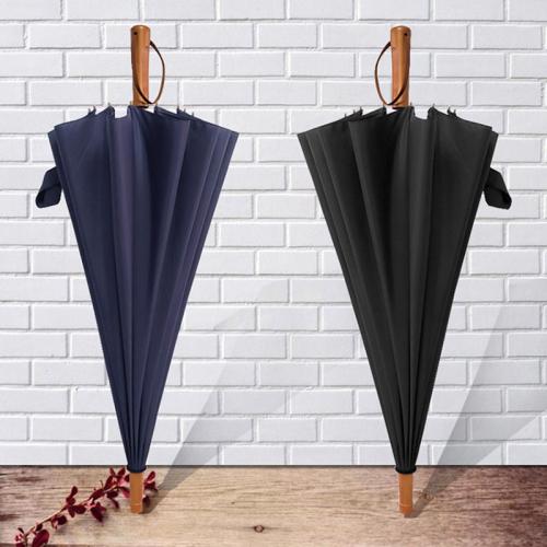Stahl & Faser & Massive Wood & Pongee Langer Griff Regenschirm, Solide, mehr Farben zur Auswahl,  Stück
