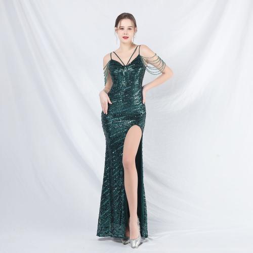 Sequin & Spandex & Polyester Slim Long Evening Dress side slit PC