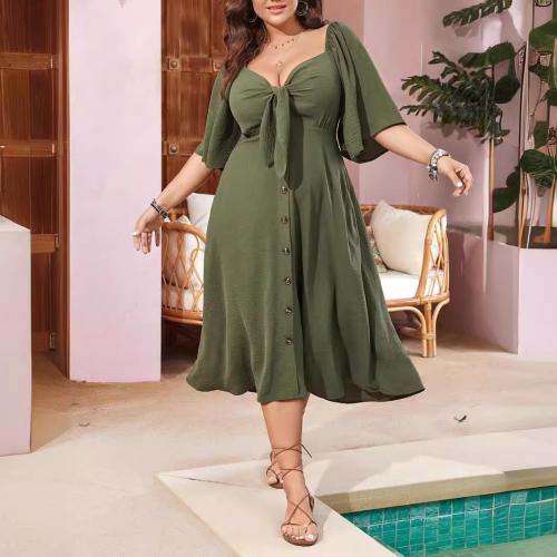 Polyester Plus Size One-piece Dress Polyester patchwork Solid PC