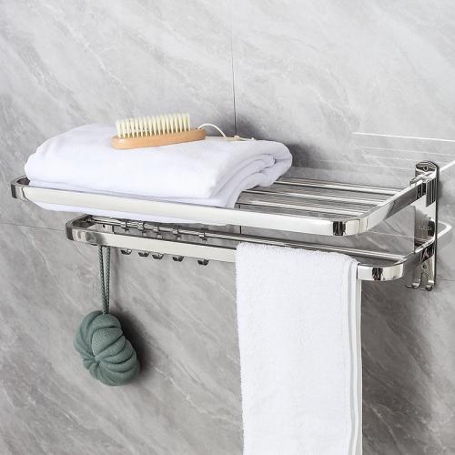 304 Stainless Steel Punch-free & foldable Towel Bars  Solid silver gray PC