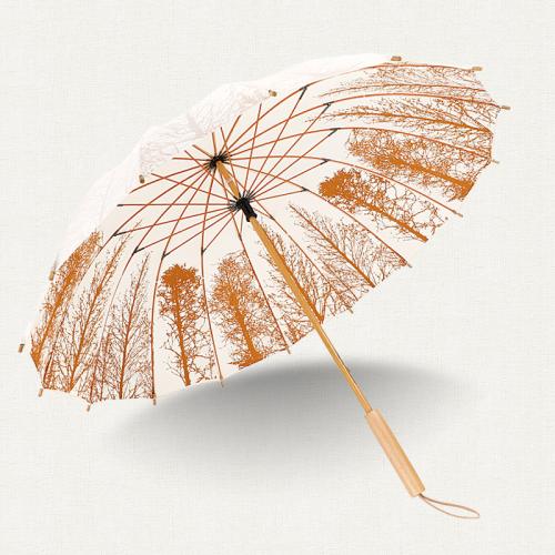 Glasvezel & Massief hout & Pongee Paraplu meer kleuren naar keuze stuk