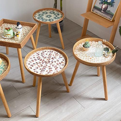 籐 & 木製 サイドテーブル 選択のための異なる色とパターン 選択のためのより多くの色 一つ
