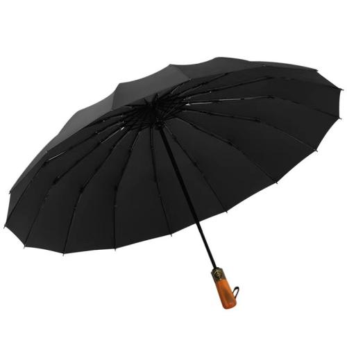 Fiber & Solid Wood & Pongee automatic Sun-Rain Umbrella sun protection Solid PC