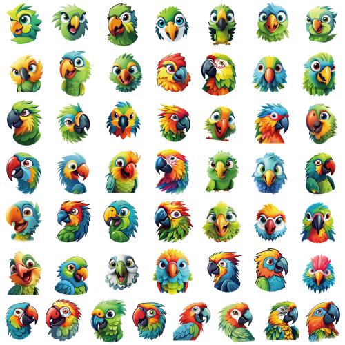 Adhesivo sensible a la presión & CLORURO DE POLIVINILO Adhesivo decorativo, patrón de aves, colores mezclados, 50PCs/Bolso,  Bolso