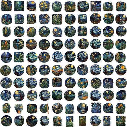 Druckempfindlicher Klebstoff & Pvc Dekorative Aufkleber, gemischtes Muster, gemischte Farben, 100Pcs/Tasche,  Tasche