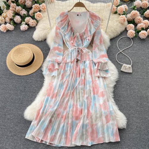 Polyester Waist-controlled & Soft One-piece Dress double layer & breathable printed : PC