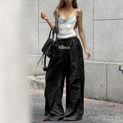 Polyester Women Casual Set slimming & backless Long Trousers & camis patchwork Set