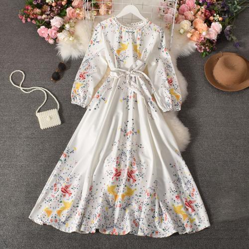 Cotton Soft One-piece Dress large hem design & breathable printed : PC