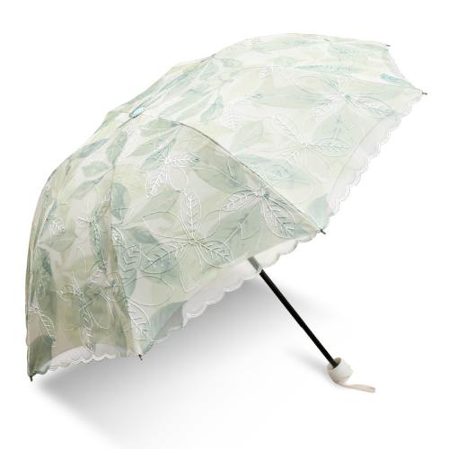Vinyl & Pongee & Lace Waterproof Foldable Umbrella 8 rid-frame & anti ultraviolet Iron embroidered floral PC