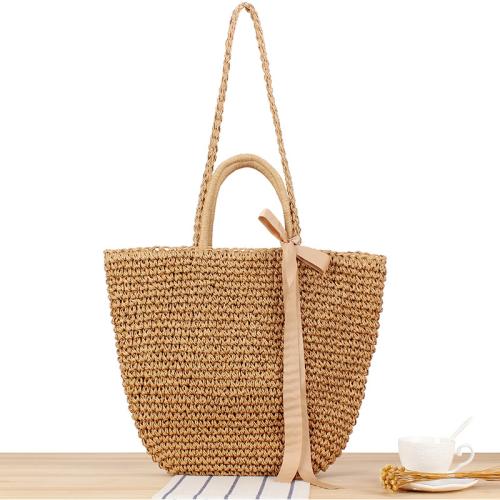 Paper Rope Beach Bag & Easy Matching Woven Tote large capacity & hollow PC