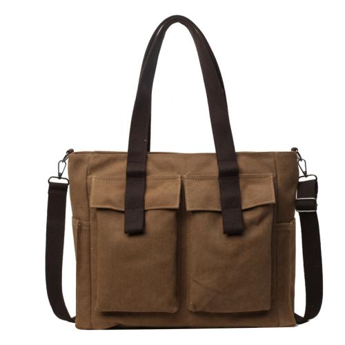 Canvas Shoulder Bag durable & large capacity & attached with hanging strap Solid PC
