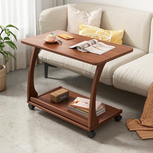 Medium Density Fiberboard & Solid Wood Side Table with pulley PC