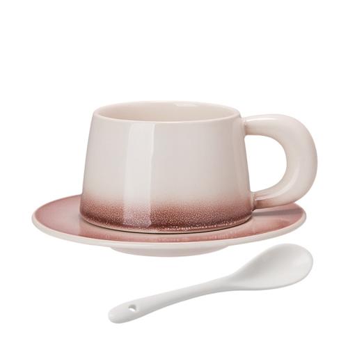 Ceramics Coffee Cups Set three piece dish & cups & Spoon Set