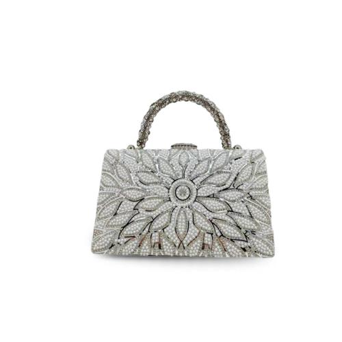Polyester Easy Matching Clutch Bag with chain & with rhinestone floral PC