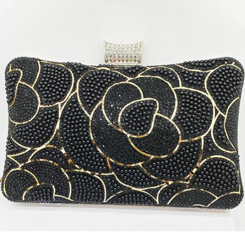 Plastic Pearl & Polyester Easy Matching Clutch Bag, with rhinestone, more colors for choice,  PC