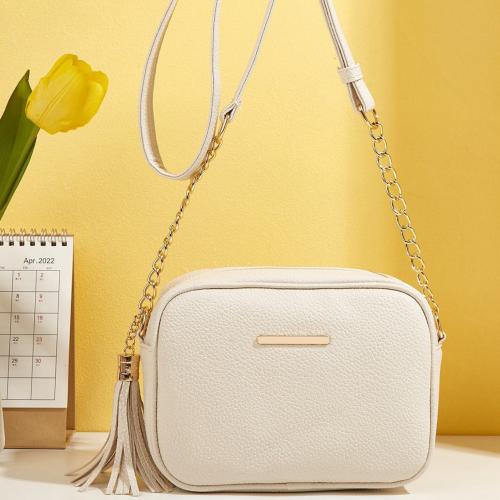 PU Leather Box Bag & Easy Matching Crossbody Bag with chain Solid Apricot PC