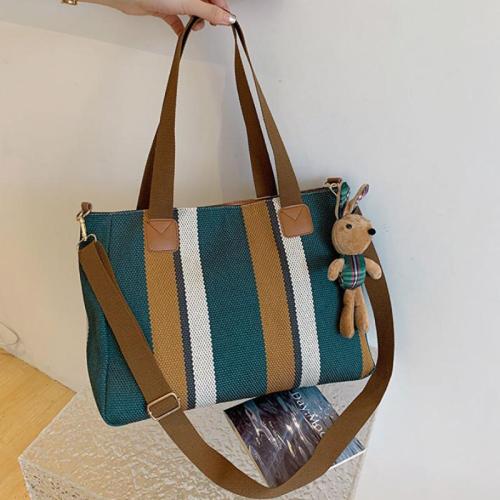 Cloth Tote Bag Shoulder Bag large capacity & attached with hanging strap striped PC