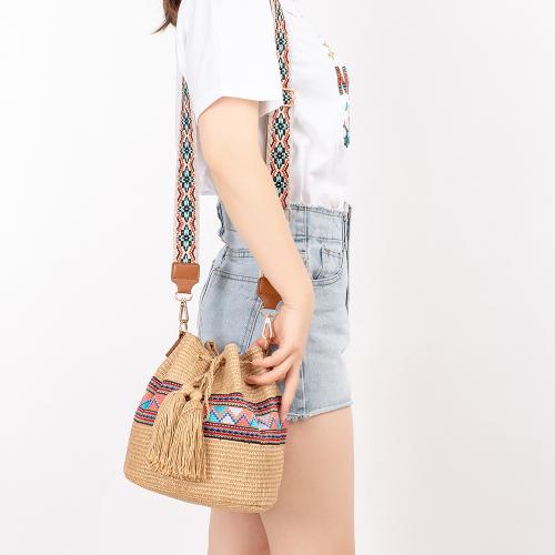 Straw Bucket Bag Crossbody Bag durable & attached with hanging strap Solid PC