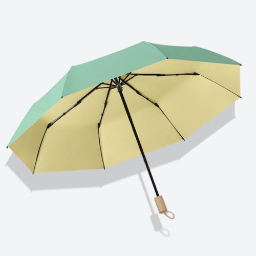 Steel & Wooden & Pongee windproof Foldable Umbrella 8 rid-frame & portable PC