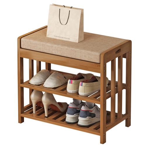 Moso Bamboo & Cotton Linen Stool for storage brown PC
