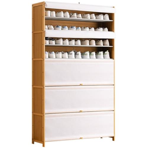 Moso Bamboo & Adhesive Bonded Fabric Shoes Rack Organizer durable & dustproof & large capacity Solid PC