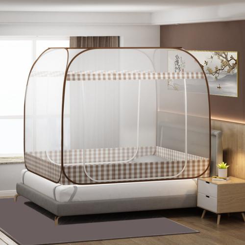 Polyester double door Mosquito Net printed plaid PC