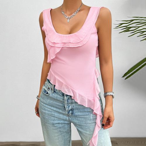 Polyester Soft Tank Top irregular & breathable Solid PC