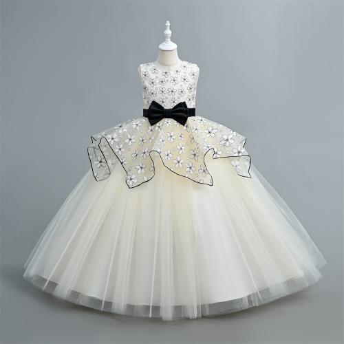 Polyester Princess Girl One-piece Dress large hem design Solid PC