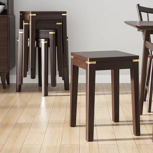 Solid Wood Concise & stackable Stool durable Set