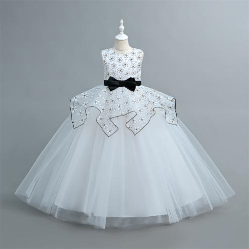 Polyester Princess Girl One-piece Dress large hem design Solid PC
