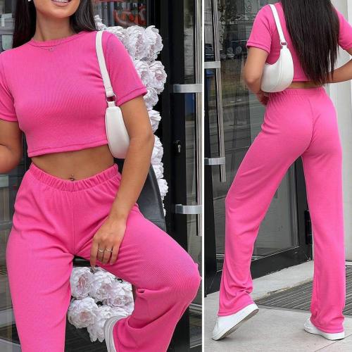 Polyester Women Casual Set slimming Long Trousers & short patchwork Solid Set