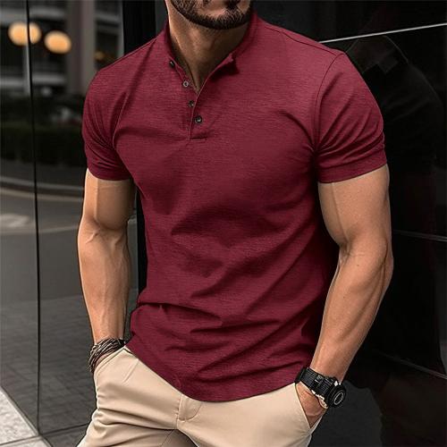 Polyester & Katoen Mannen korte mouw T-shirt Solide meer kleuren naar keuze stuk