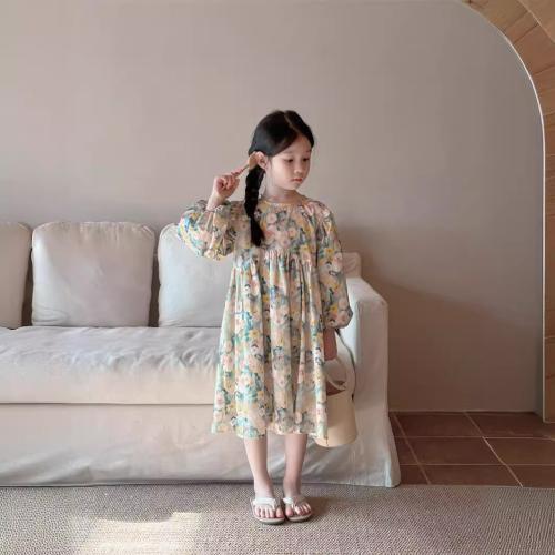 Cotton Soft Girl One-piece Dress & breathable printed shivering PC