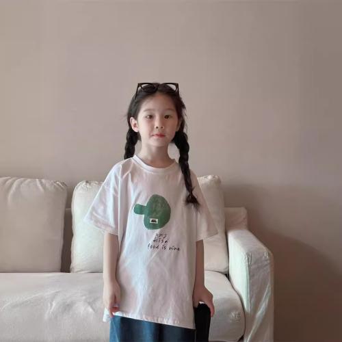 Cotton Girl Top & sweat absorption & breathable Solid white PC