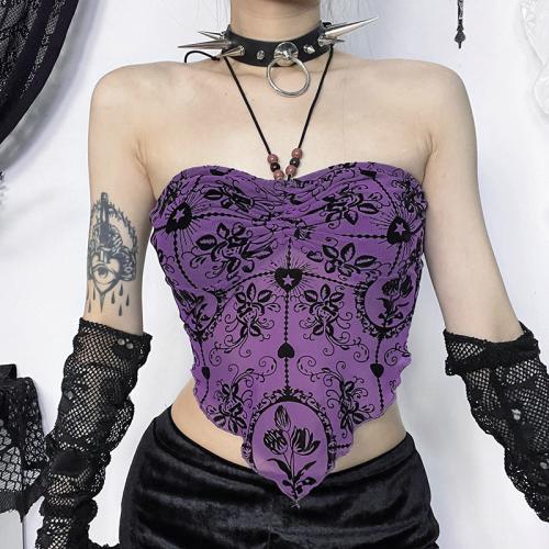 Polyester Slim Camisole backless printed purple PC