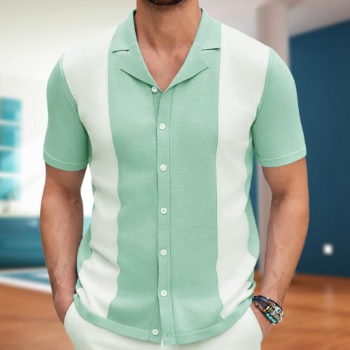 Viscose Polo Shirt contrast color & regular striped PC
