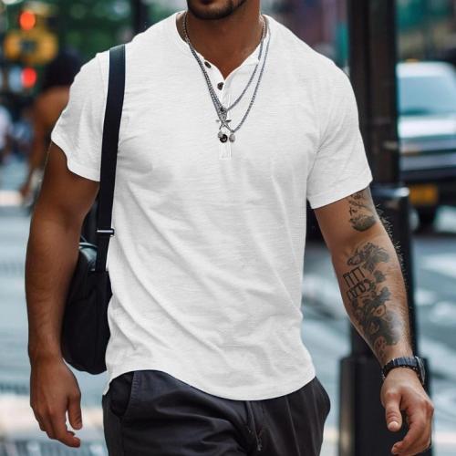Polyester & Coton T-shirt homme à manches courtes Solide plus de couleurs pour le choix pièce