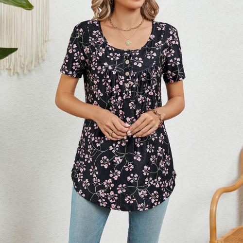 Rayon & Spandex & Polyester Women Short Sleeve T-Shirts & loose printed PC