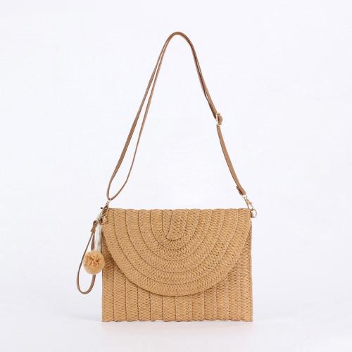 Paper Rope & PU Leather Handmade & Envelope & Weave Crossbody Bag,  Polyester Cotton, more colors for choice,  PC