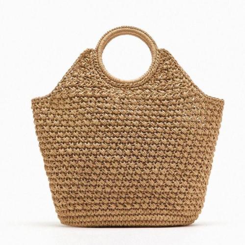Paper Rope Handmade & Bucket Bag Woven Tote large capacity & hollow PC